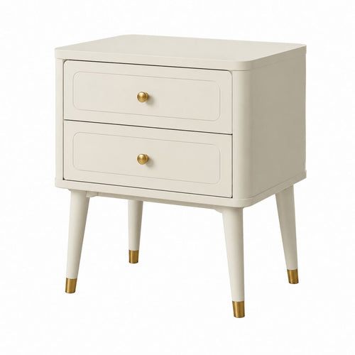 Comodino con 2 cassetti avorio in MDF 50 x 40 x 60 cm