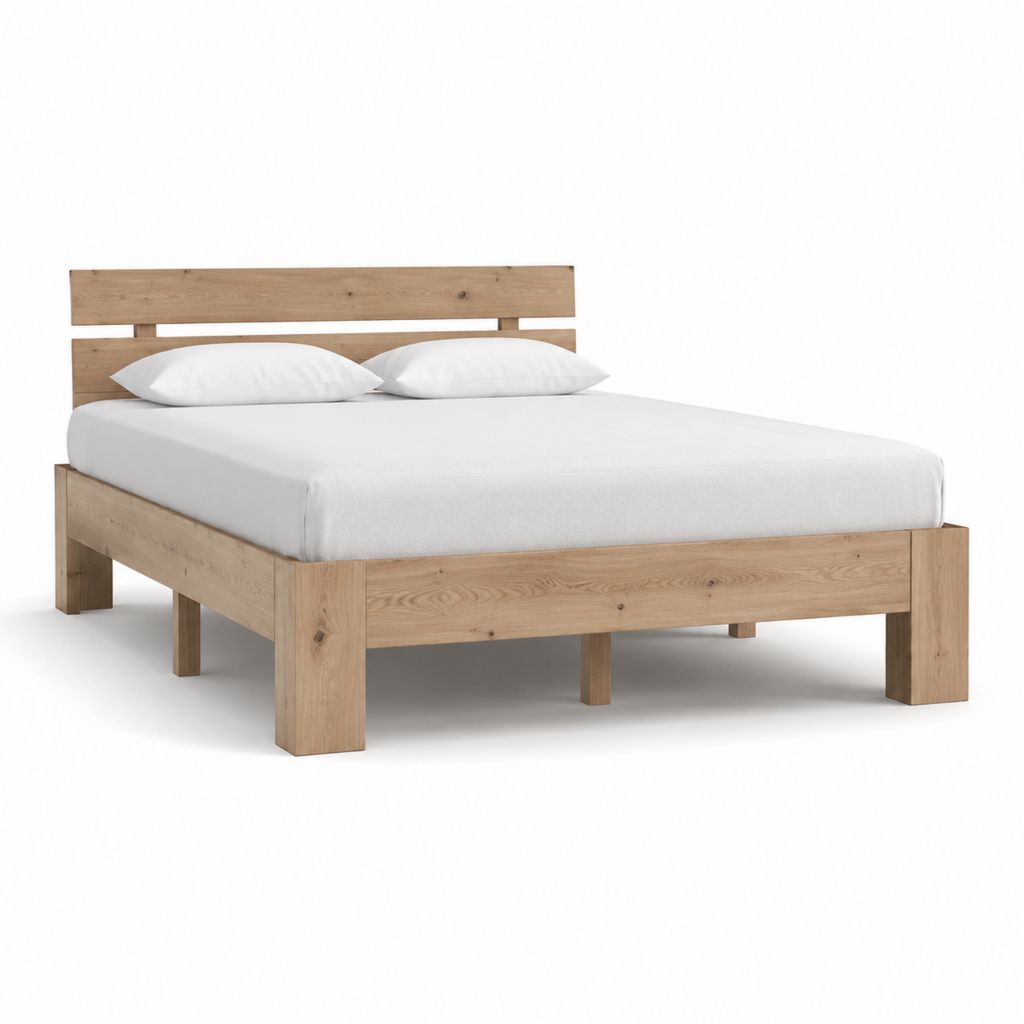 Struttura letto matrimoniale con testiera rovere naturale rettangolare 160 x 200 cm