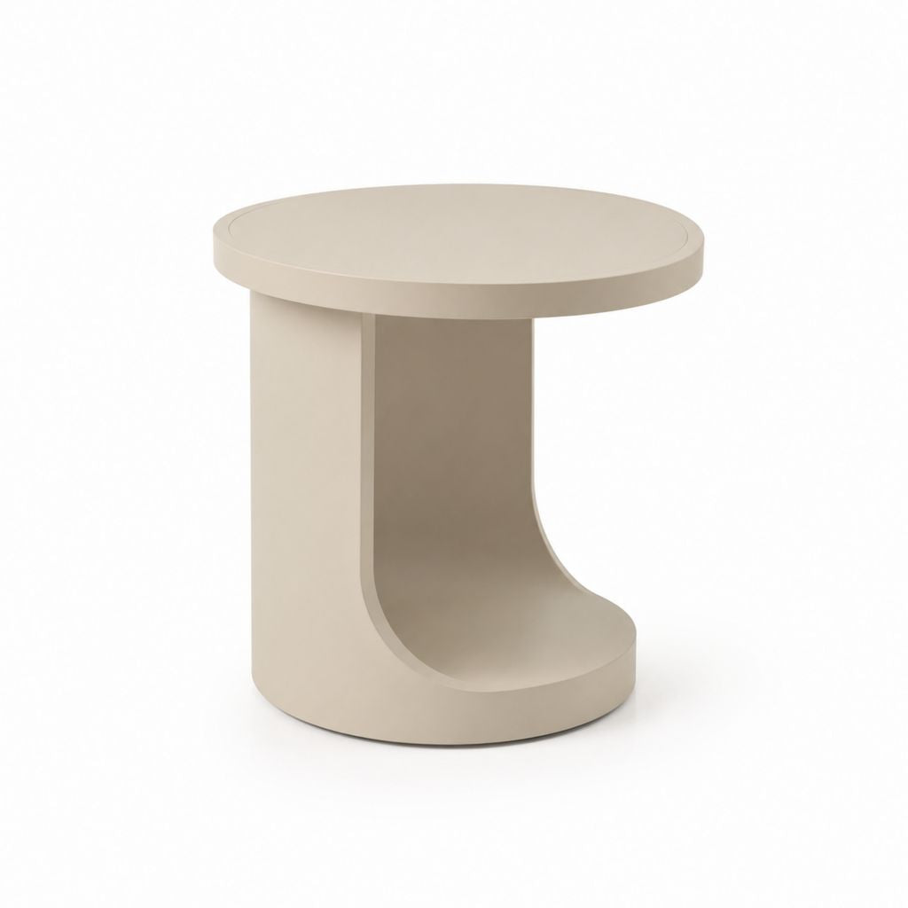 Tavolino laterale rotondo beige in MDF con vano portariviste Ø 40 x H 50 cm