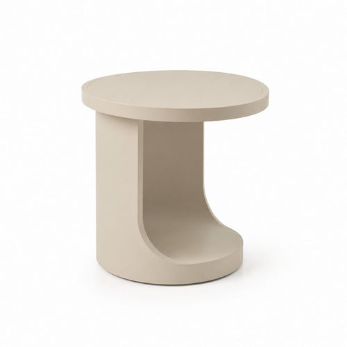 Tavolino laterale rotondo beige in MDF con vano portariviste Ø 40 x H 50 cm