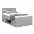 Letto singolo con cassetti grigio in truciolare nobilitato 90 x 200 cm