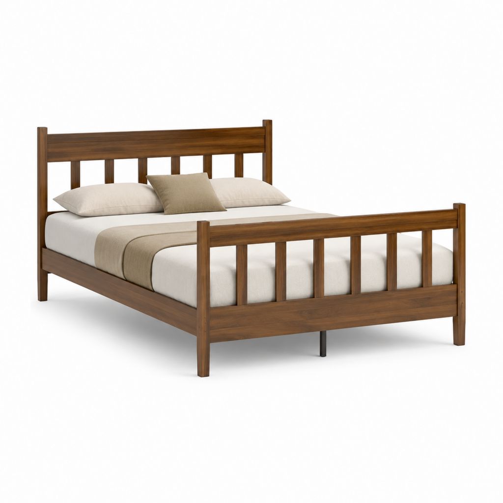 Letto matrimoniale con struttura in legno massello noce 160 x 200 cm