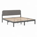 Letto matrimoniale con testiera grigio scuro in poliestere e struttura in acciaio 160 x 200 cm