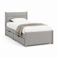 Letto singolo con 2 cassetti grigio in poliestere 100% 90 x 190 cm