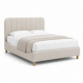 Letto matrimoniale imbottito beige in poliestere con testiera arrotondata 160 x 200 cm