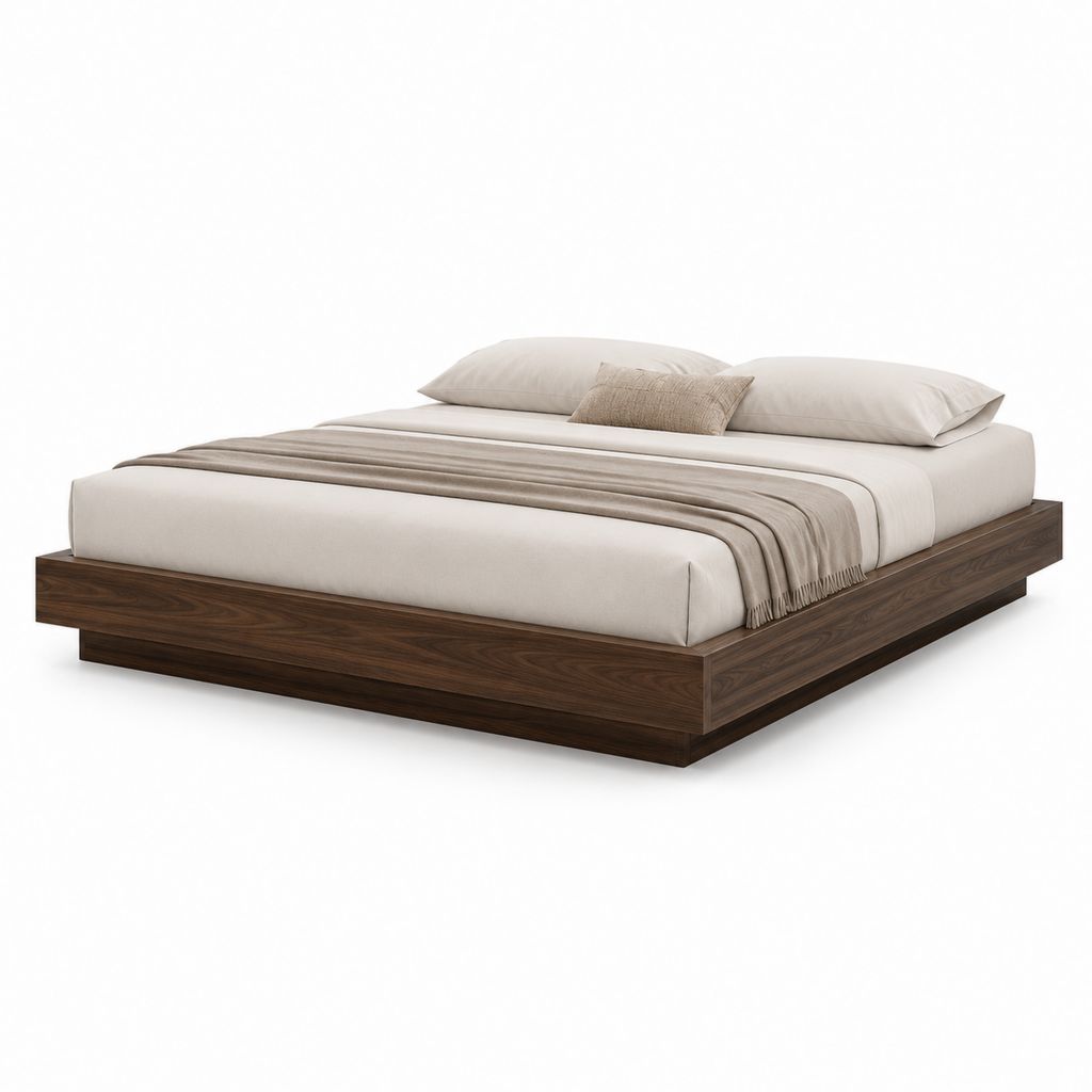 Letto matrimoniale con piattaforma noce in MDF impiallacciato rettangolare 180 x 200 cm