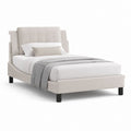 Letto matrimoniale imbottito beige in poliestere 173 x 218 x 125 cm per materasso 160 x 200 cm