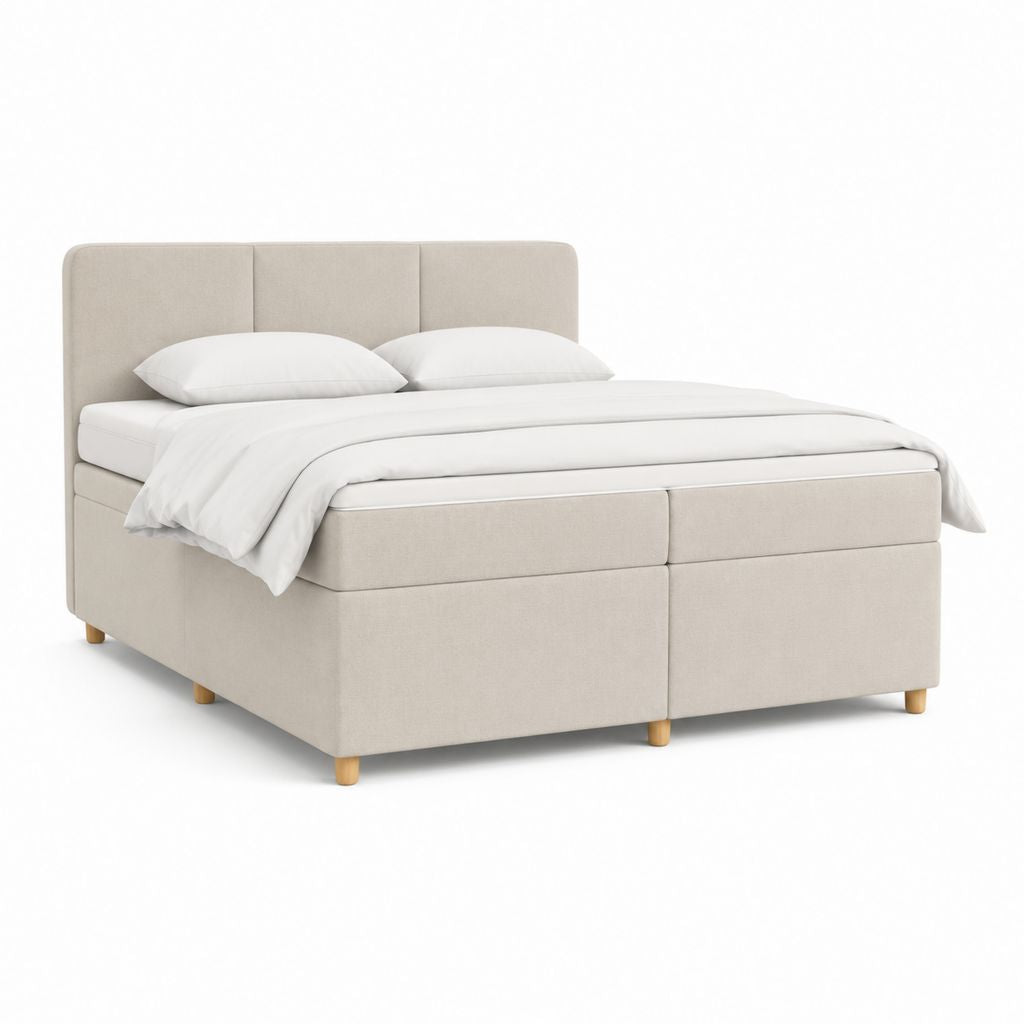 Letto matrimoniale imbottito beige in poliestere 160 x 200 cm