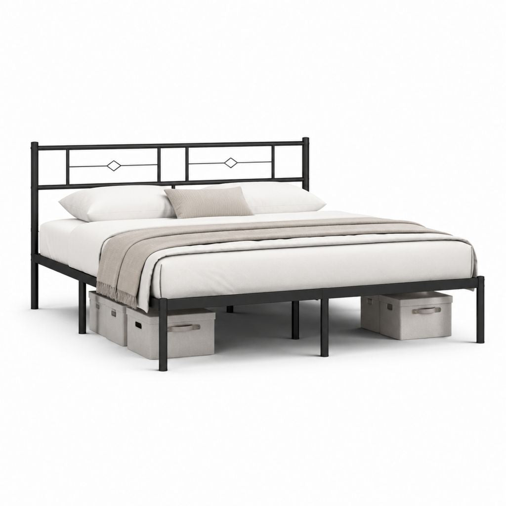 Letto matrimoniale struttura in acciaio nero rettangolare 160 x 200 cm