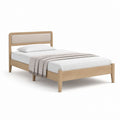 Letto singolo con testiera imbottita rovere naturale e poliestere beige 90 x 200 cm 206 x 96 x 100 cm