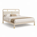 Letto matrimoniale con struttura rettangolare avorio in acciaio e testiera imbottita 160 x 200 cm