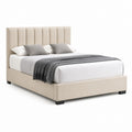 Letto matrimoniale imbottito beige in poliestere rettangolare 160 x 200 cm